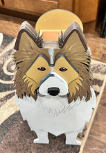 Load image into Gallery viewer, Welcome friends and family with this beautiful handcrafted Sheltie (Shetland Sheepdog) Planter Box! This charming decorative piece is the perfect addition to your front porch, entryway, covered patio, or home décor. It's a wonderful gift for Sheltie owners, dog lovers, birthdays, housewarmings, or any special occasion.