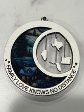 Load image into Gallery viewer, This beautiful ornament is sure to be the highlight of your long distance, loved ones Christmas, holiday or seasonal celebration.  Add up to 4 states (other countries are available upon request).  Features stained glass style acrylic on one side & up to 4 states on the opposite side.  Also makes a great Mother's Day or Father's Day gift.