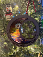 Load image into Gallery viewer, This beautiful ornament is sure to be the highlight of your long distance, loved ones Christmas, holiday or seasonal celebration.  Add up to 4 states (other countries are available upon request).  Features stained glass style acrylic on one side & up to 4 states on the opposite side.  Also makes a great Mother's Day or Father's Day gift.