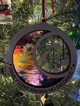 Load image into Gallery viewer, This beautiful ornament is sure to be the highlight of your long distance, loved ones Christmas, holiday or seasonal celebration.  Add up to 4 states (other countries are available upon request).  Features stained glass style acrylic on one side & up to 4 states on the opposite side.  Also makes a great Mother's Day or Father's Day gift.