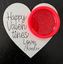 Load image into Gallery viewer, These delightful, Personalized Valentine's Day Card Playdoh Holders – the perfect way to spread love and creativity among your child's classmates! Make this Valentine's Day extra special with these charming and unique card holders that not only showcase your child's thoughtfulness but also provide a fun and interactive experience.