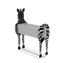 Load image into Gallery viewer, Bring charm to your home with our handmade Zebra Planter Box. The perfect gift for animal lovers, this planter will add a touch of whimsy to any room. You can even personalize it with a custom name tag featuring your pet's name (additional $5). Handmade with care, this planter is sure to be a treasured addition to your home
