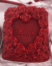 Load image into Gallery viewer, Red Love & Roses Beeswax Candle from our Valentine's Day Heart Shaped Gift Box Set.