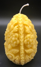 Load image into Gallery viewer, This very ornate, carved beeswax egg candles are sure to delight your guests and add a beautiful touch to Easter centerpieces.  Perfect for Easter gifts!