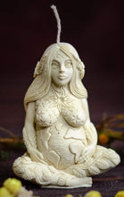 Load image into Gallery viewer, Our beautifully detailed Gaia / Mother Earth Beeswax Candle brings a bit of nature’s beauty into our homes & reminds us to be grateful for all that nature gives us.