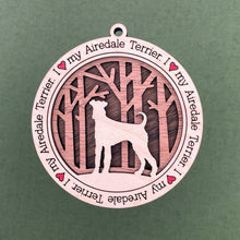 Load image into Gallery viewer, Share the love for our furry friends with these beautiful dog ornaments!  250 Breeds available.  Send us the name you'd like personalized on it & we'll add it to your ornament.