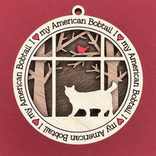 Load image into Gallery viewer, Share the love for our furry friends with these beautiful cat ornaments!  100 different options available.  Send us the name you'd like personalized on it & we'll add it to your ornament.  Our standard background is the trees with the cardinal in them.  If you'd like a different background, please contact us.