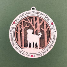 Load image into Gallery viewer, Share the love for our furry friends with these beautiful dog ornaments!  250 Breeds available.  Send us the name you'd like personalized on it & we'll add it to your ornament.