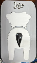 Load image into Gallery viewer, Super cute, customizable leash holder.  Custom laser cut & painted.   Please send name or word you'd like at the top of the leash holder.  Limit 10 characters.