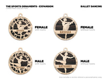 Load image into Gallery viewer, Celebrate your favorite athletes & amazing kids with these Sports & Activities Ornaments!  Personalize with your child's name &/or number.  A fantastic gift for any parent to celebrate their child's achievements.