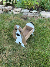 Load image into Gallery viewer, Let this adorable Basset Hound Planter help welcome guests to your home.  Custom dog tags with your dogs name also available (please message us - adds $5 to cost of planter box).  Great gift for the dog lovers in your life!