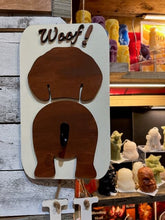 Load image into Gallery viewer, Super cute, customizable leash holder.  Custom laser cut & painted.  Add your dog's name & type (see photos) to personalize your sign!
