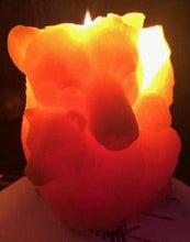 Load image into Gallery viewer, Mama and baby bear beeswax candle. All natural, sourced from an American, family owned apiary. Handmade in the USA. This Mama and Baby Bear beeswax candle looks absolutely stunning in any room when lit, as the soft glow lights up the cuddling duo. The scene wraps around the entire candle with images of bears in the wilderness. A wonderful compliment to any cabin or rustic design or as a gift to the outdoorsy types in your life.