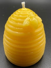 Load image into Gallery viewer, 2" Beehive all natural beeswax candle with bee on the side. Handmade in the USA.