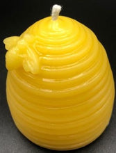 Load image into Gallery viewer, 2" Beehive all natural beeswax candle with bee on the side. Handmade in the USA.