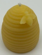 Load image into Gallery viewer, 2" Beehive all natural beeswax candle with bee on the side. Handmade in the USA.
