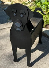 Load image into Gallery viewer, Let this adorable Black, Chocolate or Yellow Labrador Dog Planter box help welcome guests to your home.  Custom dog tags with your dogs name also available (please message us - adds $5 to cost of planter box).  Great gift for the dog lovers in your life!
