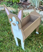 Load image into Gallery viewer, Let this adorable Boston Terrier Planter help welcome guests to your home.  Custom dog tags with your dogs name also available (please message us - adds $5 to cost of planter box).  Great gift for the dog lovers in your life!