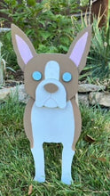 Load image into Gallery viewer, Let this adorable Boston Terrier Planter help welcome guests to your home.  Custom dog tags with your dogs name also available (please message us - adds $5 to cost of planter box).  Great gift for the dog lovers in your life!