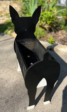 Load image into Gallery viewer, Let this adorable Boston Terrier Planter help welcome guests to your home.  Custom dog tags with your dogs name also available (please message us - adds $5 to cost of planter box).  Great gift for the dog lovers in your life!