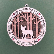 Load image into Gallery viewer, Share the love for our furry friends with these beautiful dog ornaments!  250 Breeds available.  Send us the name you'd like personalized on it & we'll add it to your ornament.