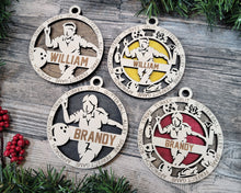 Load image into Gallery viewer, Celebrate your favorite athletes & amazing kids with these Sports & Activities Ornaments!  Personalize with your child's name &/or number.  A fantastic gift for any parent to celebrate their child's achievements.
