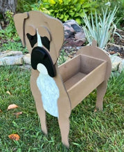 Load image into Gallery viewer, Let this adorable Boxer Dog Planter help welcome guests to your home.  Custom dog tags with your dogs name also available (please message us - adds $5 to cost of planter box).  Great gift for the dog lovers in your life!
