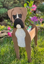 Load image into Gallery viewer, Let this adorable Boxer Dog Planter help welcome guests to your home.  Custom dog tags with your dogs name also available (please message us - adds $5 to cost of planter box).  Great gift for the dog lovers in your life!