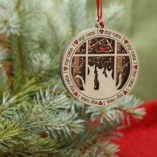 Load image into Gallery viewer, Share the love for our furry friends with these beautiful cat ornaments!  100 different options available.  Send us the name you'd like personalized on it & we'll add it to your ornament.  Our standard background is the trees with the cardinal in them.  If you'd like a different background, please contact us.