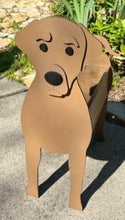 Load image into Gallery viewer, Let this adorable Black, Chocolate or Yellow Labrador Dog Planter box help welcome guests to your home.  Custom dog tags with your dogs name also available (please message us - adds $5 to cost of planter box).  Great gift for the dog lovers in your life!