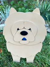 Load image into Gallery viewer, Let this adorable Chow Chow Dog Planter help welcome guests to your home.  Custom dog tags with your dogs name also available (please message us - adds $5 to cost of planter box).  Great gift for the dog lovers in your life!