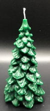 Load image into Gallery viewer, Christmas comes but once a year, so get these soon, the holidays are near! Available are three spruce Christmas tree beeswax candles that make the perfect Christmas decor / holiday decor. These homemade candles (a completely natural candle) add a great warm, cozy, bright glow to your home or office this holiday season. Great as gifts or as an addition to your holiday or cabin decorations.  Large shown