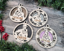 Load image into Gallery viewer, Celebrate your favorite athletes & amazing kids with these Sports & Activities Ornaments!  Personalize with your child's name &/or number.  A fantastic gift for any parent to celebrate their child's achievements.