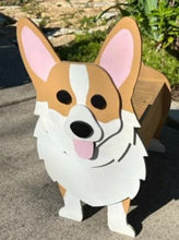 Load image into Gallery viewer, Let this adorable Corgi Planter help welcome guests to your home.  Custom dog tags with your dogs name also available (please message us - adds $5 to cost of planter box).  Great gift for the dog lovers in your life!