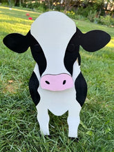 Load image into Gallery viewer, Let this adorable Cow Planter help welcome guests to your home.  Custom dog tags with your dogs name also available (please message us - adds $5 to cost of planter box).  Great gift for the dog lovers in your life!