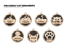 Load image into Gallery viewer, Share the love for our furry friends with these beautiful cat ornaments!  7 different options available.  Send us the name you'd like personalized on it & we'll add it to your ornament.  Please let us know if you'd like a certain background color