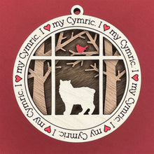 Load image into Gallery viewer, Share the love for our furry friends with these beautiful cat ornaments!  100 different options available.  Send us the name you'd like personalized on it & we'll add it to your ornament.  Our standard background is the trees with the cardinal in them.  If you'd like a different background, please contact us.