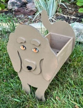 Load image into Gallery viewer, Let this adorable Dachshund Dog Planter help welcome guests to your home.  Custom dog tags with your dogs name also available (please message us - adds $5 to cost of planter box).  Great gift for the dog lovers in your life!