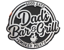 Load image into Gallery viewer, Surprise Dad this year with this Dad's Bar & Grill, Good Eats, Smoked Meats sign to help him show off his barbeque skills. Hand made, laser cut design. Approx. size 12" round