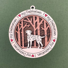 Load image into Gallery viewer, Share the love for our furry friends with these beautiful dog ornaments!  250 Breeds available.  Send us the name you'd like personalized on it & we'll add it to your ornament.
