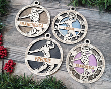 Load image into Gallery viewer, Celebrate your favorite athletes & amazing kids with these Sports & Activities Ornaments!  Personalize with your child's name &/or number.  A fantastic gift for any parent to celebrate their child's achievements.
