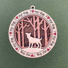 Load image into Gallery viewer, Share the love for our furry friends with these beautiful I Love My Dog ornaments!  250 Breeds available.  Send us the name you'd like personalized on it & we'll add it to your ornament.