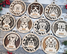 Load image into Gallery viewer, Share the love for our furry friends with these beautiful dog ornaments!  250 Breeds available.  Send us the name you'd like personalized on it & we'll add it to your ornament.