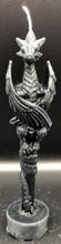 Load image into Gallery viewer, Amazingly detailed Dragon Pillar Beeswax Candle.  **** Currently only available in black - other colors to be listed soon or email us with color preference **** This beautiful dragon wrapped around the taper, wings folded awaiting its prey.  Just like the majestic dragons from Game of Thrones, these ancient, legendary creatures will guard over your castle with their fearsome & protective serpentine nature.