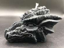 Load image into Gallery viewer, Amazing Dragon Head Beeswax Candle. Incredibly detailed dragons head takes you right back to the Game of Thrones movie. Black Dragon Beeswax Candle