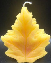 Load image into Gallery viewer, Get ready for the leaves changing colors & crisp fall days with this beautiful Fall Leaves Beeswax Candle.  Adds a beautiful touch to centerpieces, Thanksgiving decor or Halloween decor.  Available in orange, burgundy or yellow with a sparkly center.