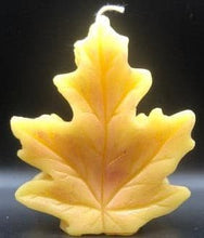 Load image into Gallery viewer, Get ready for the leaves changing colors & crisp fall days with this beautiful Fall Leaves Beeswax Candle.  Adds a beautiful touch to centerpieces, Thanksgiving decor or Halloween decor.  Available in orange, burgundy or yellow with a sparkly center.