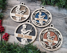 Load image into Gallery viewer, Celebrate your favorite athletes & amazing kids with these Sports & Activities Ornaments!  Personalize with your child's name &/or number.  A fantastic gift for any parent to celebrate their child's achievements.