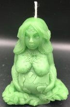 Load image into Gallery viewer, Our beautifully detailed Gaia / Mother Earth Beeswax Candle brings a bit of nature’s beauty into our homes & reminds us to be grateful for all that nature gives us.  She holds the Earth in her hands with stars and the sun above, the plants decorate her limbs, and the infinity symbol decorates her forehead (third eye).   A wonderful gift for nature lovers or to include with meditation practices.