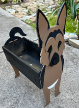Load image into Gallery viewer, Let this adorable German Shepherd Dog Planter box help welcome guests to your home. Custom dog tags with your dogs name also available (please message us - adds $5 to cost of planter box). Great gift for the dog lovers in your life!